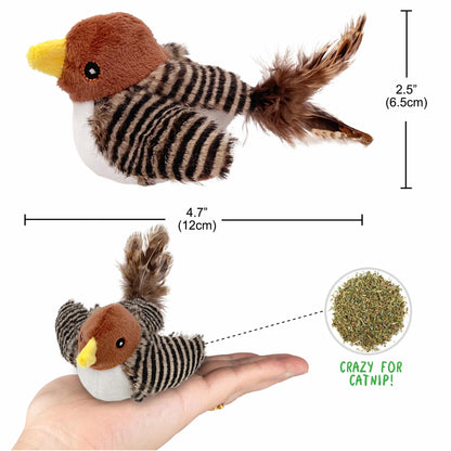 Interactive Electronic Cat Toy, Automatic Chirping Bird Toy Squeaky with Feather Tail, Melody Chaser Toy for Cats to Play Alone, Play and Squeak Kitten Toy for Boredom